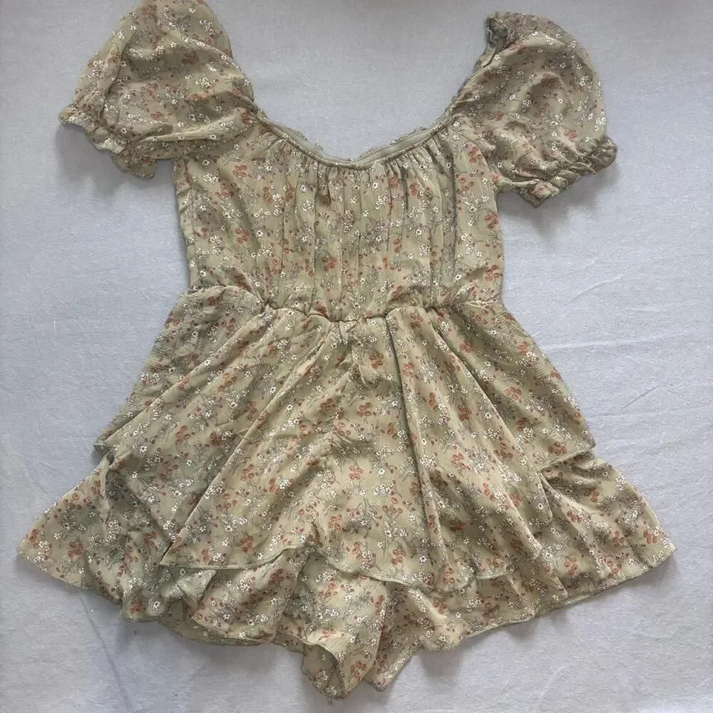 Small Green floral mini romper